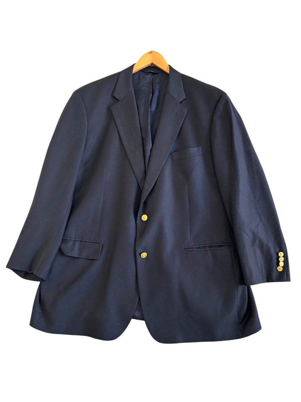 Loro Piana Men's Sz 48L 100% Wool Blazer Gold Two-Button Suit Jacket Blazer